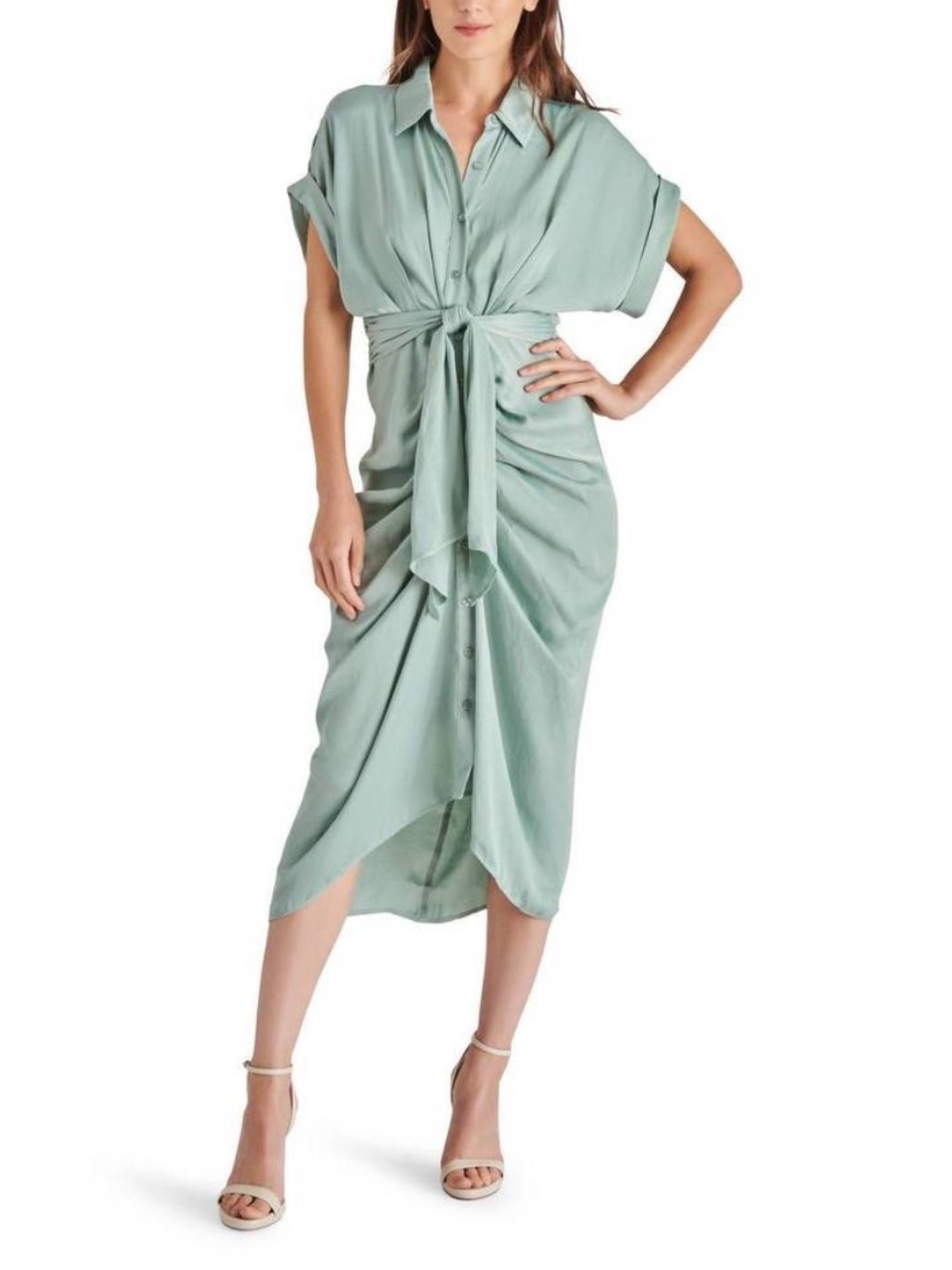 Steve Madden Sage Tie-Front Midi Shirt Dress